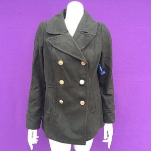 NWT OLD NAVY women's dark green 39% wool  coat size--S , M